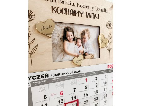 Kalendarz na Dzień Babci i Dziadka z ramką i zdjęciem dzieci