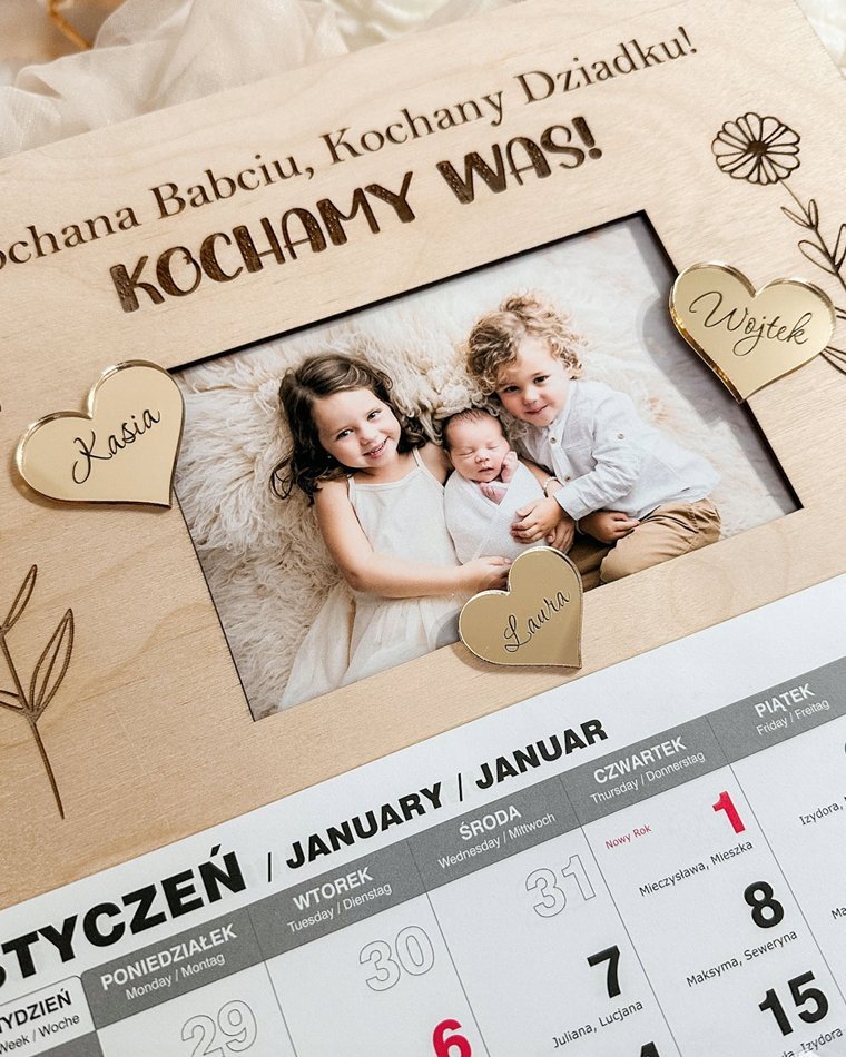 Kalendarz na Dzień Babci i Dziadka z ramką i zdjęciem dzieci
