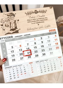 Kalendarz na Dzień Babci i Dziadka z grawerem i dedykacją