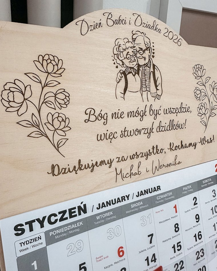 Kalendarz na Dzień Babci i Dziadka 2026 z dedykacją i...