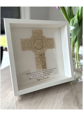 Pamiątka I Komunii Świętej w ramce z krzyżem z modlitwy –...