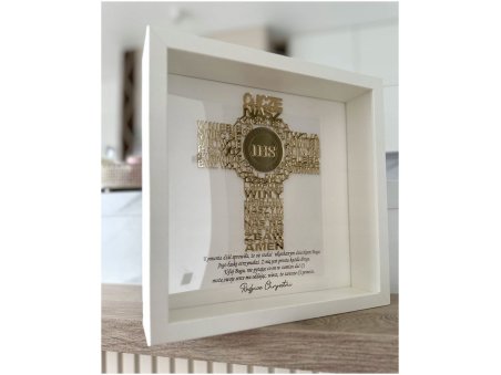 Pamiątka I Komunii Świętej w ramce z krzyżem z modlitwy – personalizowana