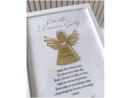Pamiątka I Komunii Świętej z Aniołem Stróżem w ramce - personalizowana