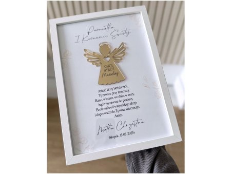 Pamiątka I Komunii Świętej z Aniołem Stróżem w ramce - personalizowana
