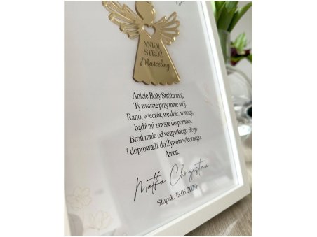 Pamiątka I Komunii Świętej z Aniołem Stróżem w ramce - personalizowana
