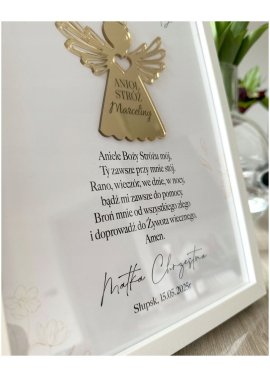 Pamiątka I Komunii Świętej z Aniołem Stróżem w ramce -...