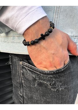 BRANSOLETKA LAWA WULKANICZNA KRZYŻYK