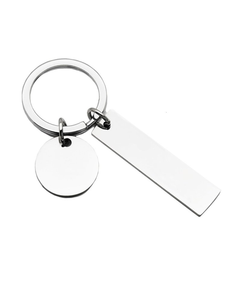 BRELOK MINI BLASZKA PODŁUŻNA SREBRNY + KÓŁKO