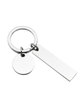 BRELOK MINI BLASZKA PODŁUŻNA SREBRNY + KÓŁKO