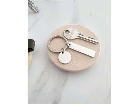 BRELOK MINI BLASZKA PODŁUŻNA SREBRNY + KÓŁKO