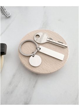 BRELOK MINI BLASZKA PODŁUŻNA SREBRNY + KÓŁKO