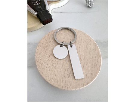 BRELOK MINI BLASZKA PODŁUŻNA SREBRNY + KÓŁKO
