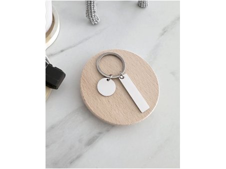 BRELOK MINI BLASZKA PODŁUŻNA SREBRNY + KÓŁKO