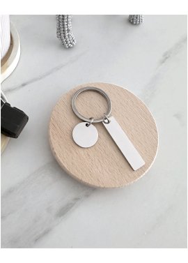 BRELOK MINI BLASZKA PODŁUŻNA SREBRNY + KÓŁKO