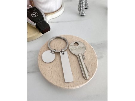 BRELOK MINI BLASZKA PODŁUŻNA SREBRNY + KÓŁKO