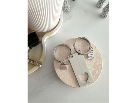 Personalizowane breloki dla pary z grawerem - zestaw serce