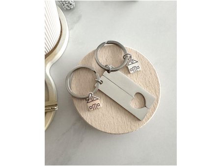 Personalizowane breloki dla pary z grawerem - zestaw serce
