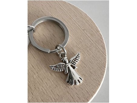 Brelok do kluczy z grawerem - okrągły połysk aniołek personalizowany