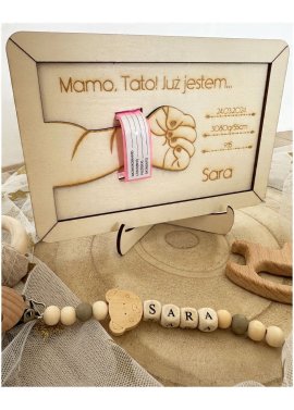 Drewniana metryczka 3D z grawerem „Mamo, Tato! Już...