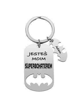 Brelok do kluczy srebrny BATMAN dla TATY