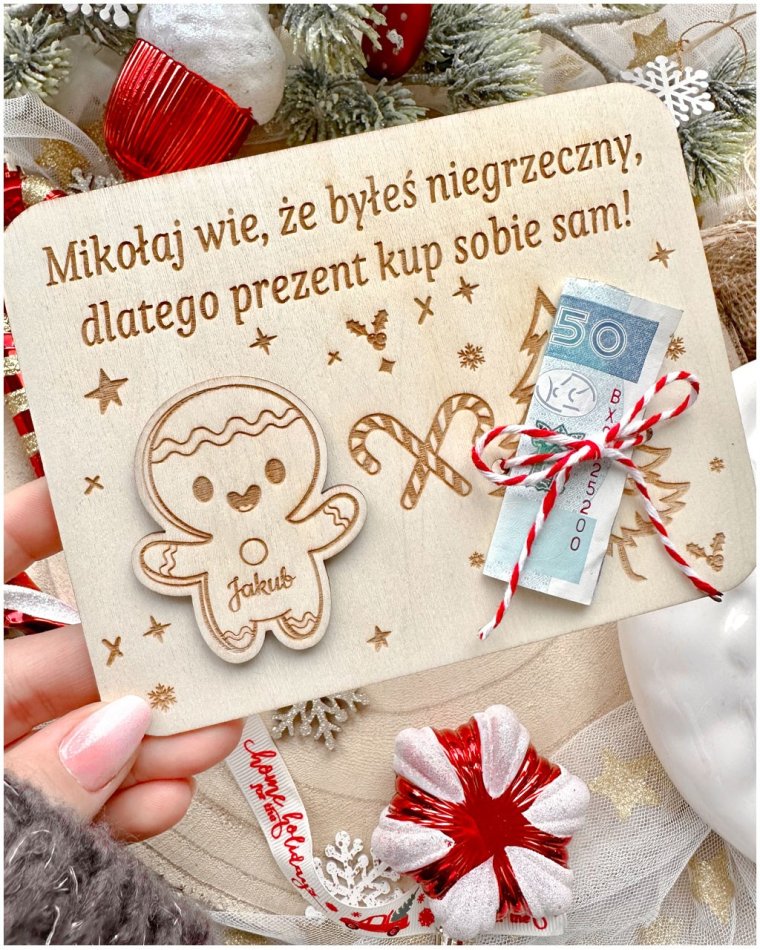 Świąteczna kartka na pieniądze z pierniczkiem – zabawny...