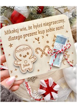 Świąteczna kartka na pieniądze z pierniczkiem – zabawny...