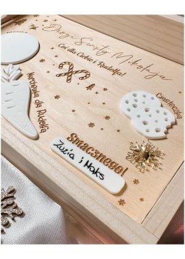 Personalizowana drewniana tacka dla Świętego Mikołaja i...