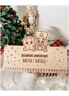 Drewniany kalendarz adwentowy z pierniczkiem i Dziadkiem...