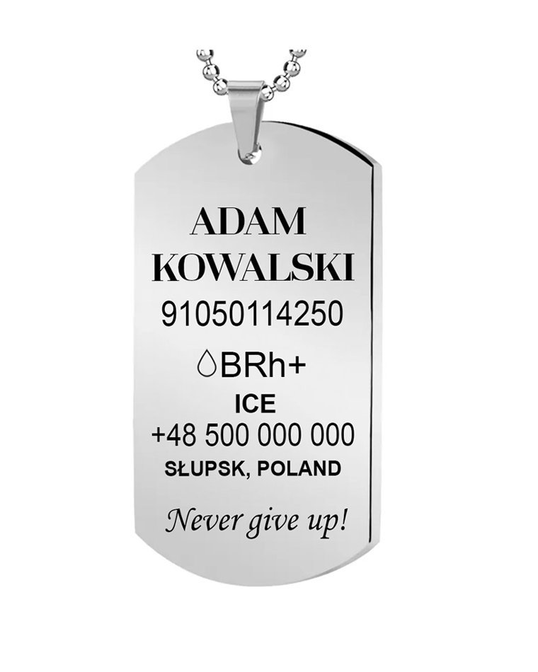 NIEŚMIETELNIK srebrny męski z GRAWEREM