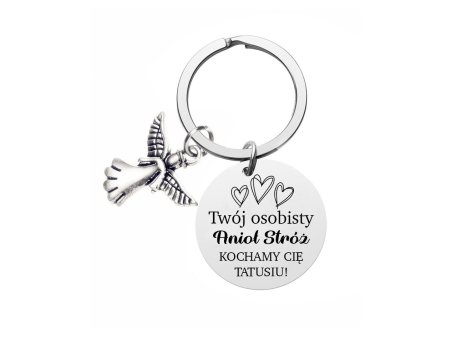 Brelok do kluczy z grawerem - okrągły połysk aniołek personalizowany