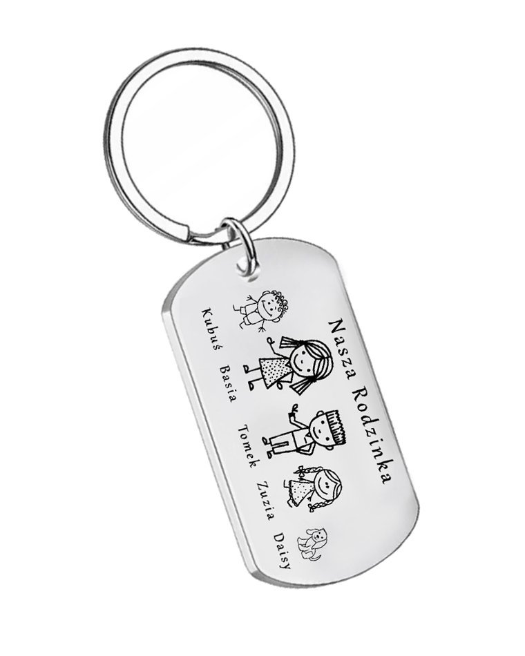 Brelok do kluczy z grawerem stalowy połysk personalizowany