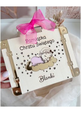 Drewniana walizka na pieniądze – pamiątka Chrztu Świętego...