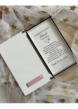 Drewniana pamiątka Chrztu Świętego z personalizacją BIAŁA