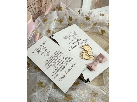 Drewniana pamiątka Chrztu Świętego z personalizacją BIAŁA