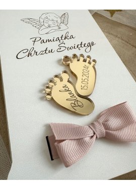 Drewniana pamiątka Chrztu Świętego z personalizacją BIAŁA