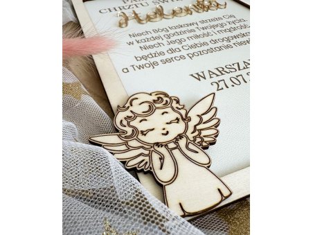 Personalizowana ramka – Pamiątka Chrztu Świętego z imieniem i grawerem | Aniołek